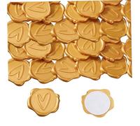 50Pcs Gold Heart Stickers, 1.18 Inch Self-Adhesive Gold Wax Seal Stickers, Exquisite Heart Envelope Wax Seal Stamp for Wedding Party Birthday