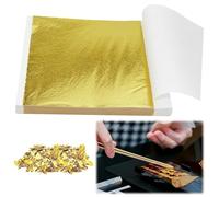 50Pcs Gold Leaf Sheets 9x9cm,Gold Foil Transfer Sheets for Cake Chocolates Decorating Gilding Bakery Pastry Cooking Spa DIY Art Craft Work Beauty Routine