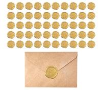 50PCS Gold Wax Seal Stickers, 3D Embossed Retro Pattern Self-Adhesive Wax Decals, Elegant Envelope Sealing Decorative Labels for Letter Invitation Present Ornament