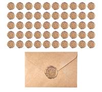 50PCS Gold Wax Seal Stickers, 3D Embossed Retro Pattern Self-Adhesive Wax Decals, Elegant Envelope Sealing Decorative Labels for Letter Invitation Present Ornament