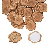 50PCS Gold Wax Seal Stickers, Classic Floral Bouquet Wax Seal Stickers, Self-Adhesive Eucalyptus Wedding Envelope Stamp Stickers for Invitation Gift Wrapping Scrapbooking