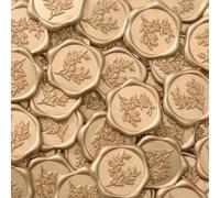 50Pcs Gold Wax Seal Stickers - Self-Adhesive Sealing Wax Stickers for Invitations, Envelopes, Gifts, and DIY Projects - Olive Branch Embossed Seals