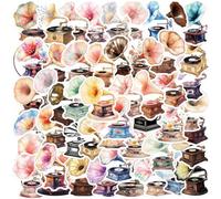 50Pcs Gramophone Stickers for Kids Teens Adults Boys Girls Gift,Stickers Pack for Laptop,Skateboard,Luggage,Car,Bike, Cup,Computer,Water Bottle Decor,GramophoneVinyl Waterproof Sticker Decals
