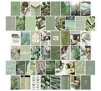 50PCS Green Grey Wall Art Collage Kit, Aesthetic Picture Indie Room Decor, Art Posters for Dorm Wall, Eye-care Print for VSCO Girls Boys, Aesthetic Photo Display for Green Color Lovers Bedroom