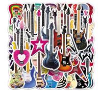 50PCS Guitar Graffiti Stickers for Bumper,Computer,Water Bottle,Laptop,Phone,Suitcase,Helmet,Cool Orchestral Instruments Music Waterproof Vinyl Sticker,Adults Girl Decal,Aesthetic Cartoon Decals