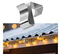 50pcs Gutter Light Clips, Waterproof & Weatherproof Christmas String Hanging Light Hangers Gutter Hooks for Xmas Halloween Outdoor Seasonal Decoration (Silver)