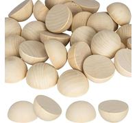 50PCS Half Wooden Balls, 2 inch Unfinished Round Wood Half Sphere Balls, 50mm Small Natural Wooden Half Split Balls for Crafts and DIY Decorative Projects