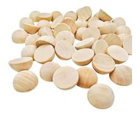 50PCS Half Wooden Beads 35mm Natural Unfinished Wooden Half Craft Balls Round Split Wood Balls for DIY Projects Arts