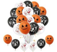 50pcs Halloween Balloons Decorations Set, Tomario 12 Inch Black Orange White Balloons Happy Halloween Ghost Skeleton Blood Hand Latex Ballons for Hallowen All Hallows' Day Party Decorations
