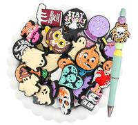 50PCS Halloween Focal Beads for pens, Not Duplicated Pencil Beads for DIY Beadable Pen Keychain Bracelet Lanyard Making Kit