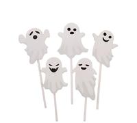 50Pcs Halloween Ghost Cupcake Toppers Cute White Cake Picks Spooky Theme Toothpicks for Party Decorations