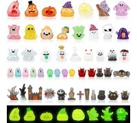 50PCS Halloween Mini Resin Figures Luminous Tiny Resin Animals Small Figures to Hide mini Halloween Ornaments Miniatures Bulk for Halloween Party Favors Garden Dollhouse Decor (Luminous Halloween)