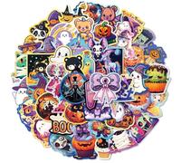 50pcs Halloween Stickers Waterproof,Cute Kawaii Animal Vinyl Stickers,Party Bag Fillers,Trick or Treat Pumpkin Ghost Decoration Halloween Decor for Water Bottle,Scrapbook,Laptop,Classroom
