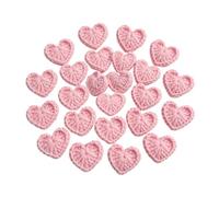 50Pcs Hand Crochet Heart Applique Milk Cotton Knit Heart Patch