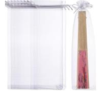 50pcs Hand Fan Bags Drawstring Organza Bags Folding Fan Dust Bag Small Candy Gauze Bag Clear Pouches for Candy Jewelry Party Wedding Favor(White)