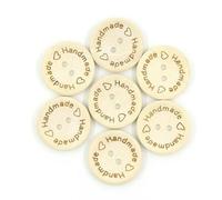 50Pcs Handmade with Love Wood Buttons Natural Color Yarn Pattern Round Sewing Button for Clothes Scrapbooking -Handmade 25mm