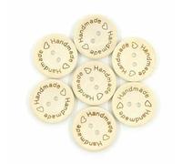50Pcs Handmade with Love Wood Buttons Natural Color Yarn Pattern Round Sewing Button for Clothes Scrapbooking -Handmade 25mm
