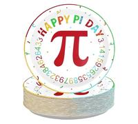 50Pcs Happy Pi Day Decorations 9" Heavy Duty 3.14 Math Theme Party Paper Plate Disposable Mathematical π Labels Plates for Math Holiday March 14th International Mathematics Day Party Supplies