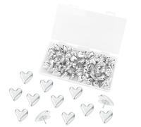 50pcs Heart Push Pins, Decorative Cute Thumb Tacks for Cork Board Bulletin Board Drawing Wall Home Office Posters Photos Postcards Maps Fixing Hanging Pictures (Silver)
