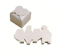 50PCS Heart-shaped Wedding Candy Box Creative Solid Color Decoration Boxes for Wedding Holiday(Beige)