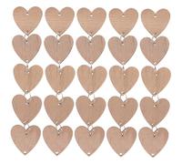 WINOMO 50pcs Heart Wooden Slices with 50 Iron Loops Wooden Calendar Board Heart-Shaped Wood Cutouts Wood Grain Heart Shapes Calendar Unfinished Predrilled Wooden Discs for Crafts, Wooden Circles