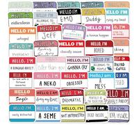 50Pcs Hello I am Stickers Laptop Car Scrapbook Phone Skateboard Suitcase Luggage Bike Hello I am Vinyl Waterproof Aesthetic Personalised Stickers for Teens Boys Girls Adults