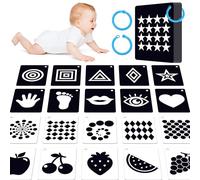 50PCS High Contrast Baby Flashcards, 100 Pages Black & White Visual Stimulus Flash Cards, Brain Development Cards Set Montessori Sensory Toys for infants Newborn Boy Girl Baby Tummy Time (0-3 Months)