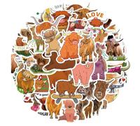 50Pcs Highland Cow Stickers, Waterproof PVC Funny Stickers for Skateboards and Water Bottles, Colorful Sticker Packs for Kids and Adults DIY Crafts