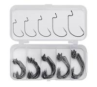 50Pcs Highly Carbon Steel Barbed Fishhooks With Box Sharply Offset Fishing Hook Soft Baits Jigs Fishes Hook Baits Jig Fishes