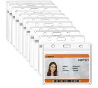 50PCS Horizontal ID Badge Holders, WYIPOLZI Plastic Name Tag Sleeves for Employees & Events, Waterproof Clear Card Holders