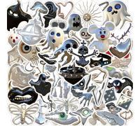 50pcs Horror Skull Stickers for Halloween, Funny Cute Vinyl Decals for Scrapbook Motorcycle Helmet Water Bottles Cars Truck Party Decoration Supplie