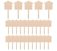 50pcs House Shape Wooden Plant Labels for Gardens and Seed Starting | Pointed Stake Design, Easy to Write Surface, for Herbs, Flowers, Nursery Work