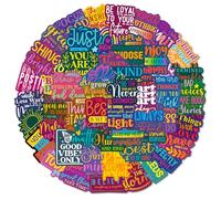 50pcs Inspirational Text Graffiti Aesthetic Stickers Vinyl Waterproof Decals Full English Decorative Motivational Scrapbook Stickers for Adults Girls Teens
