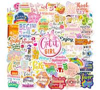 50pcs Inspirational Text Graffiti Aesthetic Stickers Vinyl Waterproof Decals Notebook Paper Laptop Stationery English Water Bottle Scrapbook Stickers for Adults Girls Teenagers