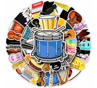 50Pcs Instrument Theme Stickers Vinyl Music Unique Decorations for Water Bottles,Laptops,Phones,Scrapbooking, Journaling,Mug Decals-Party Favors