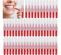 50Pcs Interdental Brushes, Red Tooth Picks Floss Sticks, 3mm Flossing Brushes for Cleaning Teeth Gaps and Braces Care, Adult Daily Dental Hygiene, Soft Plaque Removal Tool