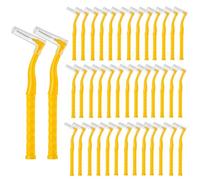 50pcs Interdental Brushes, Soft Dental Brushes, Long Handle, Yellow Interdental Non-Slip Handle Angled Head Tooth Picks Floss Sticks for Braces Oral Cleaning Narrow Gaps Between Teeth