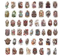 50pcs Japanese Tattoo Inspiration Stickers Pet Decals Easy Application and Removal Adhesive for Adding Artistic Charms Tattoo Art Stickers