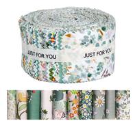50pcs Jelly Roll Fabric for Quilting, 2.5 inch Wide Jelly Roll Merchandise Cotton Assorted Jellyroll Floral Fabric for Sewing Quilting Crafting (Green)