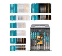50PCS Jigsaw Blades Set, EXFEIN Assorted T-Shank Jig Saw Blades for Wood, Plastic and Metal Cutting (T118A,T118B,T127D,T119B,T119BO,T101BR,T144D,T244D)