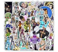 50pcs Jojos Bizarre Adventure Stickers,JoJo's Sticker for Water Bottle,Vinyl Waterproof Decals for Hard Hat,Phone Case,Car,Guitar,Bumper,Skateboard,JoJo Gifts for Adults/Kids/Teens …