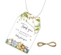 50pcs Jungle Safari Thank You Tags, Wild Animals Gift Tag with String for Jungle Birthday Party, Thank You Paper Tags for Birthday/Engagement Party Favors