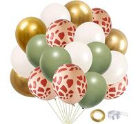 50Pcs Jungle Safari Theme Balloons, 12 Inchs Green Brown Balloon Giraffe Print Balloons for Boys Safari Jungle Baby Shower Party Decorations