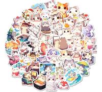 50PCS Kawaii Cat Stickers, Cute Waterproof Vinyl Decals for Water Bottles Laptops Notebooks Scrapbooks Journals Classroom Rewards Party Favours Gifts for Kids Teens Cat Lovers