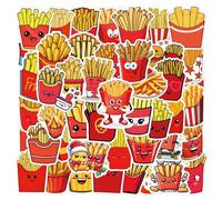 50PCS Kawaii French Fries Stickers for Phone Guitar Water Bottle Laptop Skateboard Computer Scrapbook Helmet Car Bumper Luggage,Funny Delicious Food Waterproof Deals for Teens Girls Adults Kids