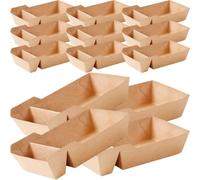 50pcs Khaki Paper Snack Box 440ml Disposable Stackable Open Design | Single Serve Portioning, Folding Style, for Nuggets and Snacks at Weddings or Carnival Concessions