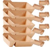 50Pcs Khaki Snack Paper Box 440ml Disposable Folding Tray | Open Design, Stackable Build, Separate Sides for Sauce Cups, Picnic or School Events