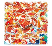 50PCS Koi Stickers for Luggage,Guitar,Computer,Skateboard,Water Bottle,Scrapbook,Car,Helmet,Laptop,Bike,Cup,Cute Carp Waterproof Vinyl Stickers,Gift for Adults Boys Girls Teens,Cartoon Fish Decals