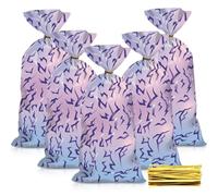50Pcs Kpop Party Bags, K-pop Treat Candy Bags with 50 Twist Ties for Cookies Chocolate & Nuts, Plastic Sweet Bags for Birthday Party Supplies