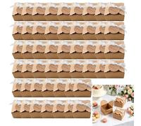 50PCS Kraft Paper Box Gift Box, Square Gift Wrapping Kraft Paper Box, with Chiffon Yarn, for Gift Packaging, Birthday Party Gifts, Festival Gifts (Chiffon Yarn)